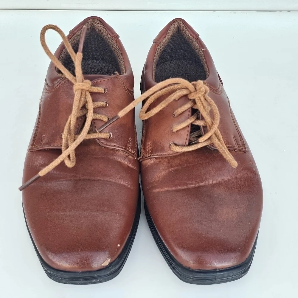 Stafford Boys Dane Jr Cognac brownish tan Dress Shoes  size 12